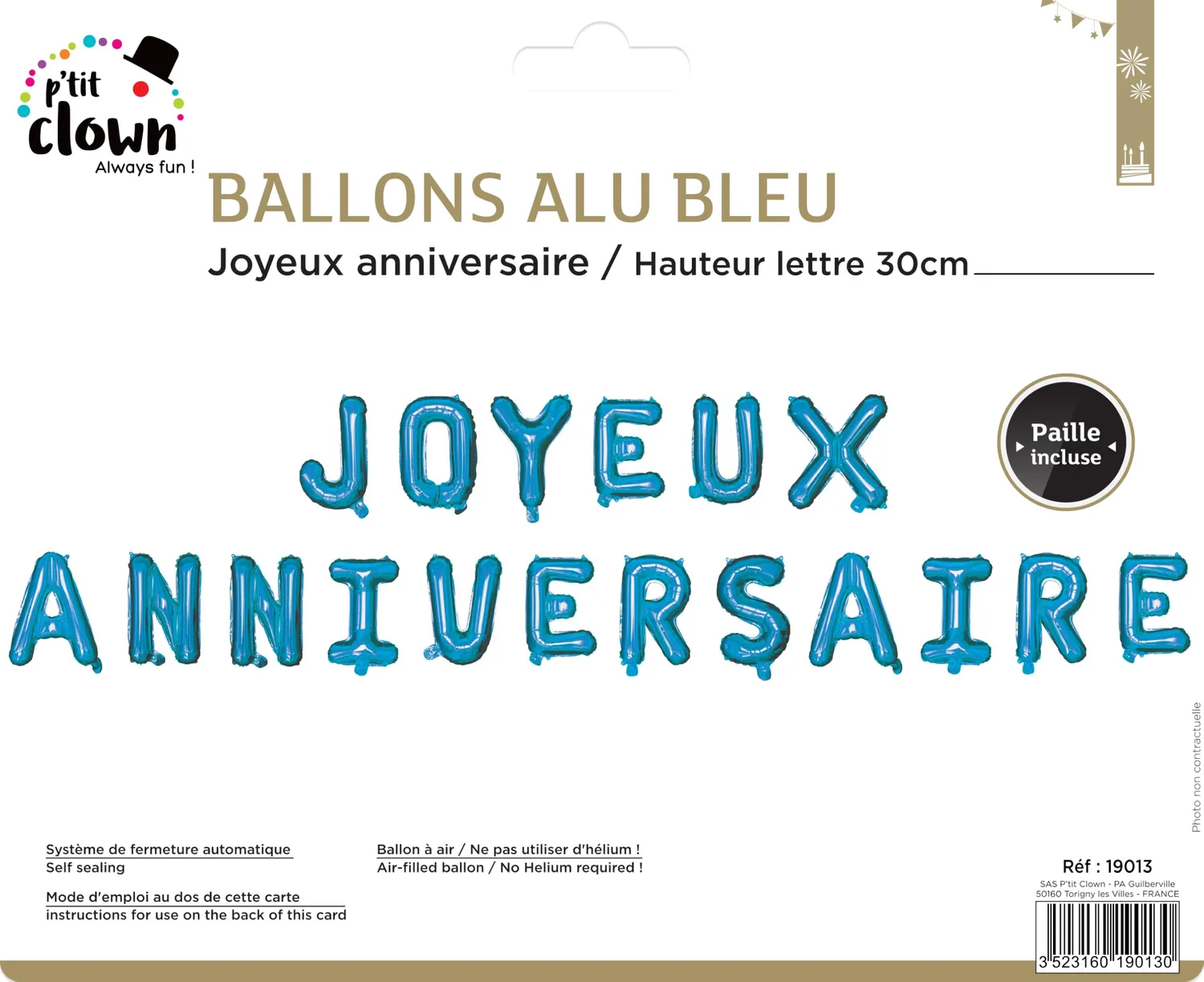 P'tit Clown re19013 Palloncini Mylar Buon Compleanno Blu