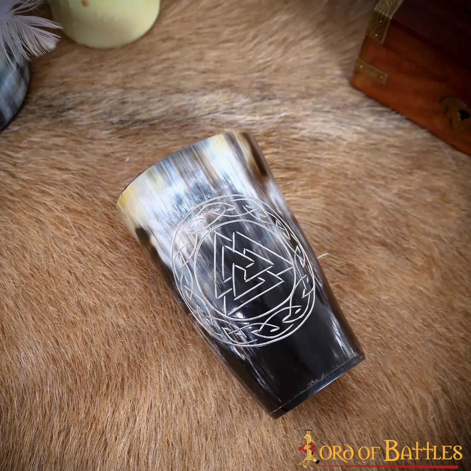 La Bottega di Merlino Valknut set 2 bicchieri corno bue 200ml
