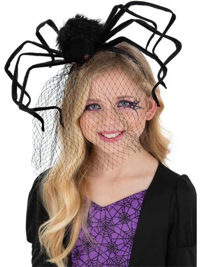 Smiffys Spider cerchietto ragno nero bimba velo