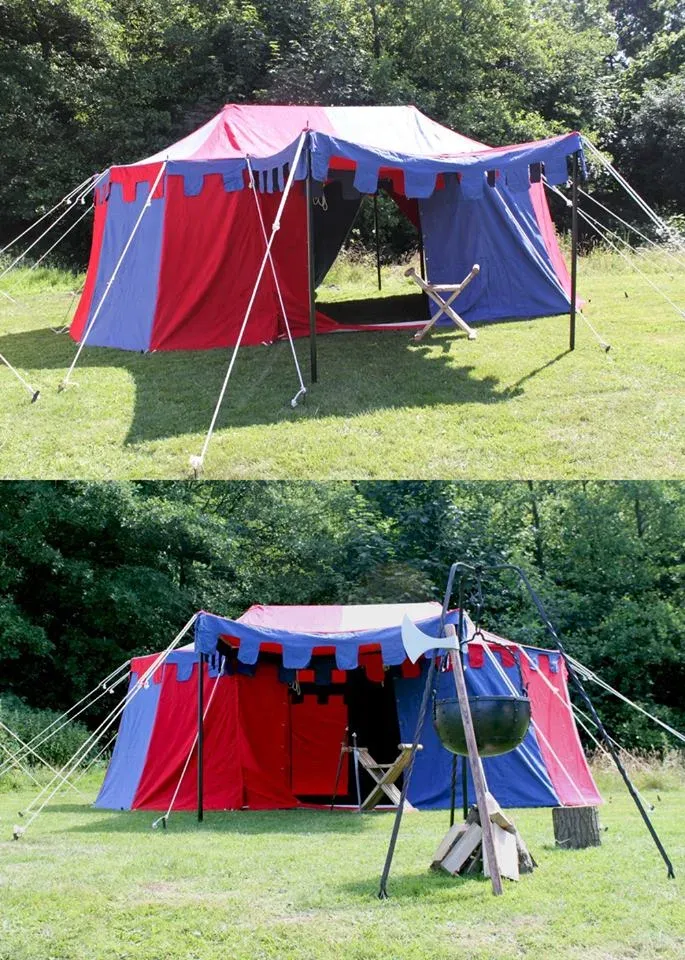 La Bottega di Merlino Cavaliere Borgogna 3x5 m tenda medievale rossa e blu