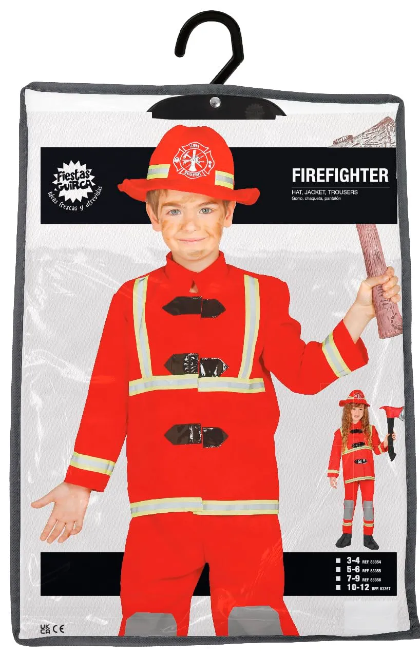 Guirca Costume Pompiere Rosso 5-6 Anni 3 Pezzi