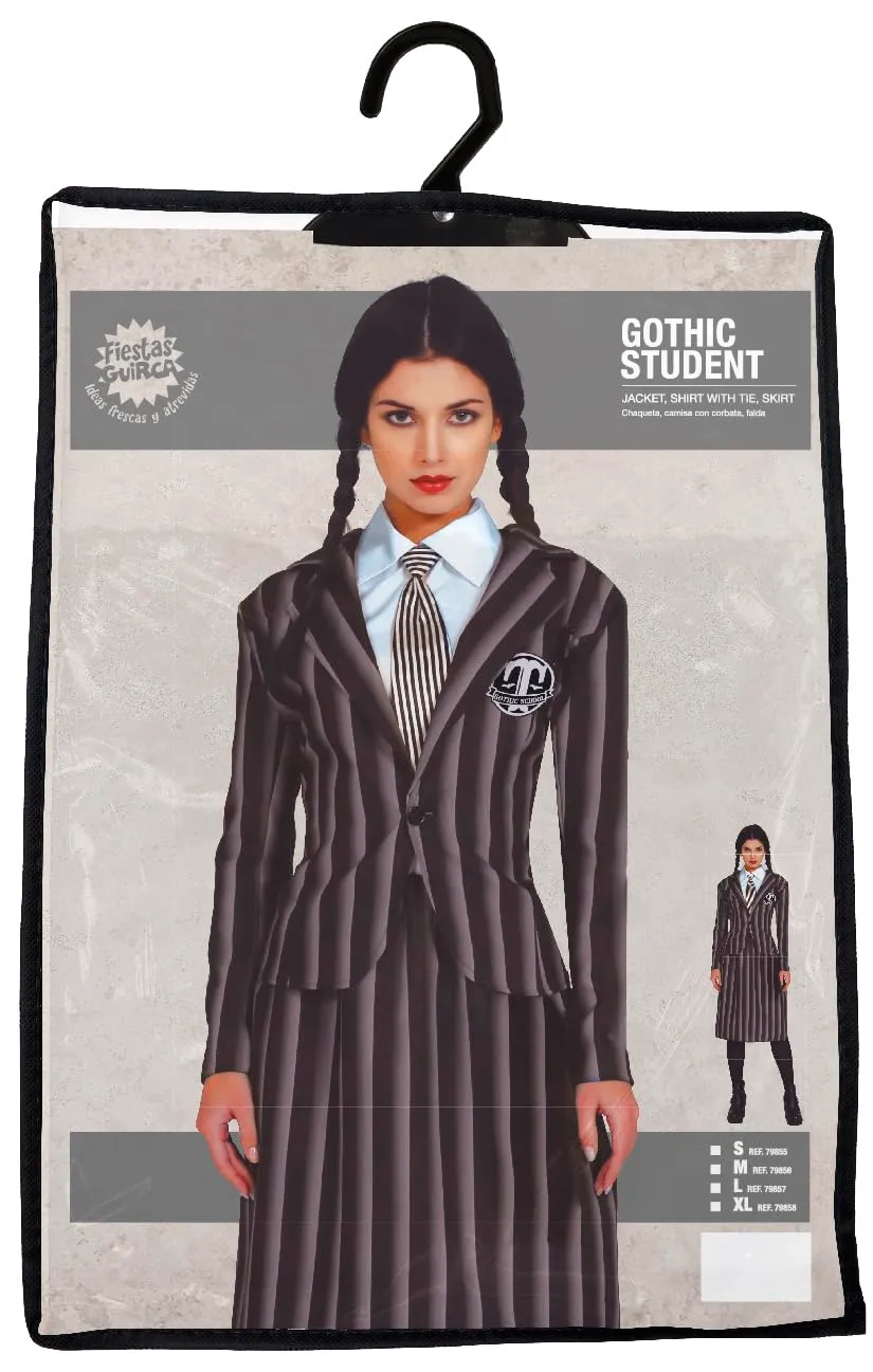 Fiestas Guirca Costume Studentessa Gotica 36-38 S Nero