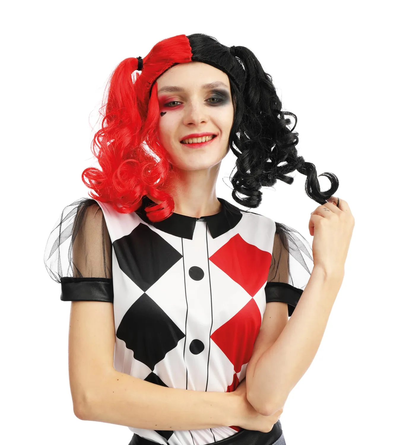 P'tit Clown Parrucca arlecchino donna nero rosso