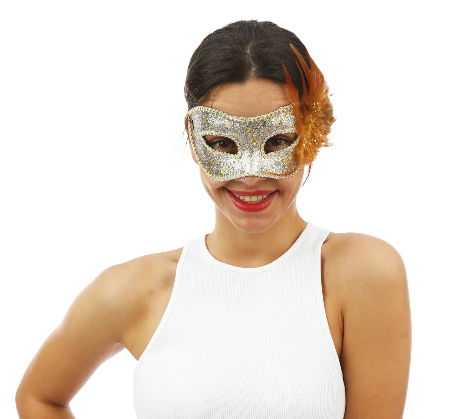P'tit Clown 23378 maschera veneziana lustrini e piume