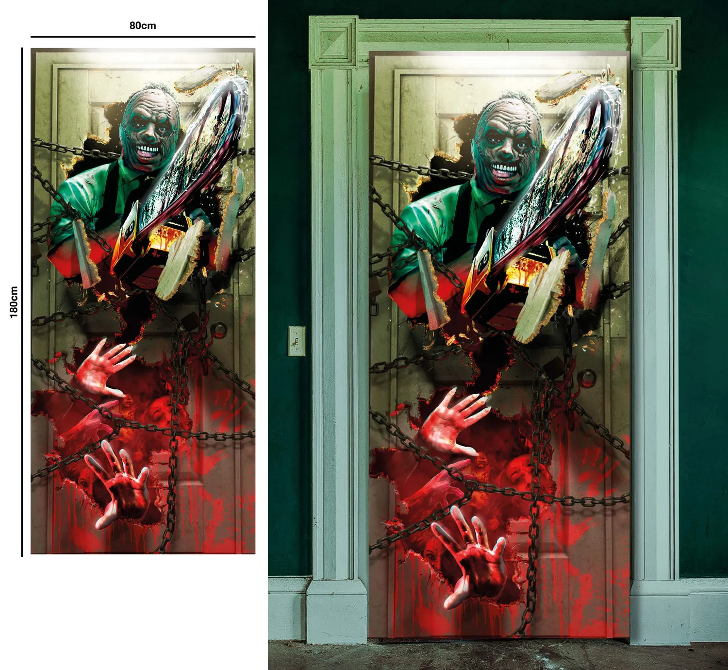 Guirca decorazione porta Halloween Strega Sorpresa 80x180 cm in tessuto