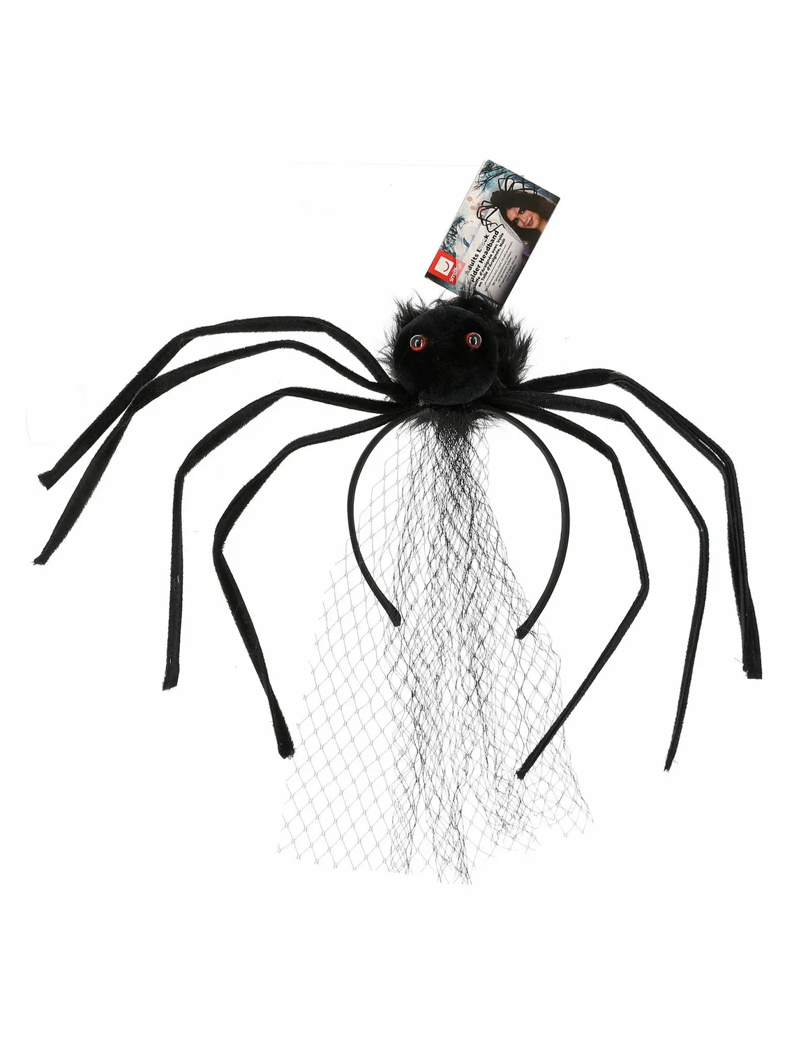 Smiffys Spider cerchietto ragno nero con velo donna adulto