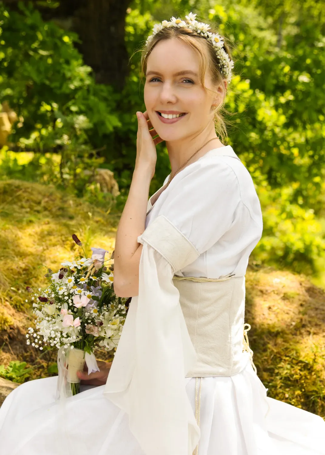 La Bottega di Merlino Abito da sposa con corpetto bianco/naturale cotone