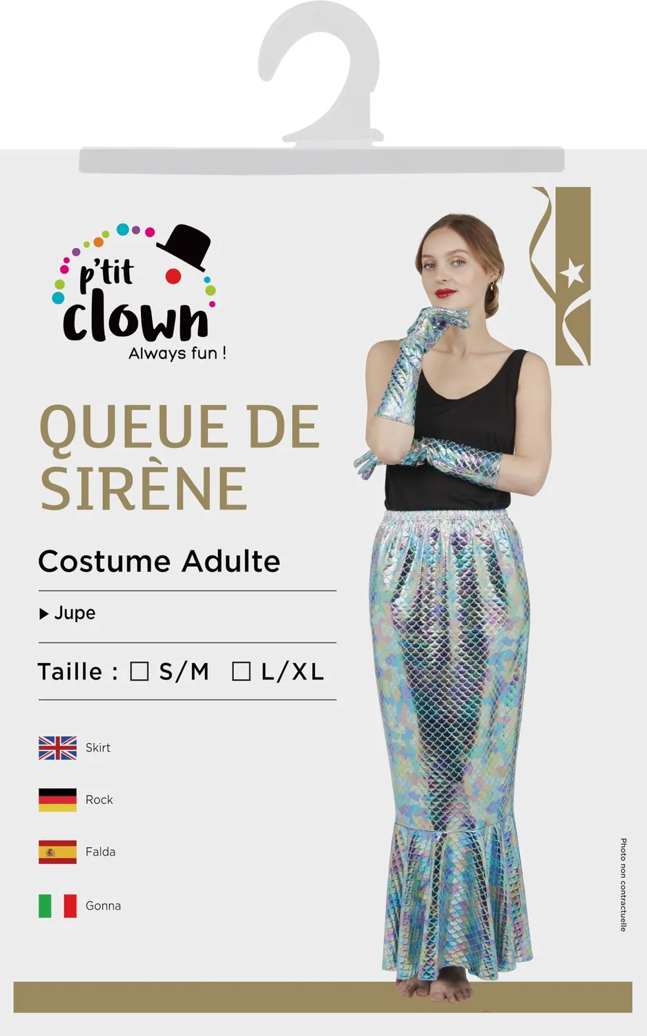 P'tit Clown Gonna Coda Sirena Argento Blu L/XL Adulto