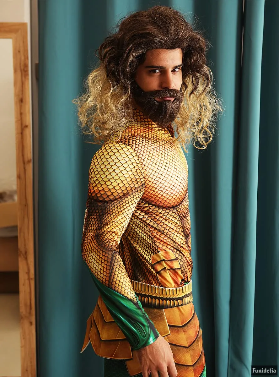 Funidelia Aquaman parrucca con barba marrone sintetica
