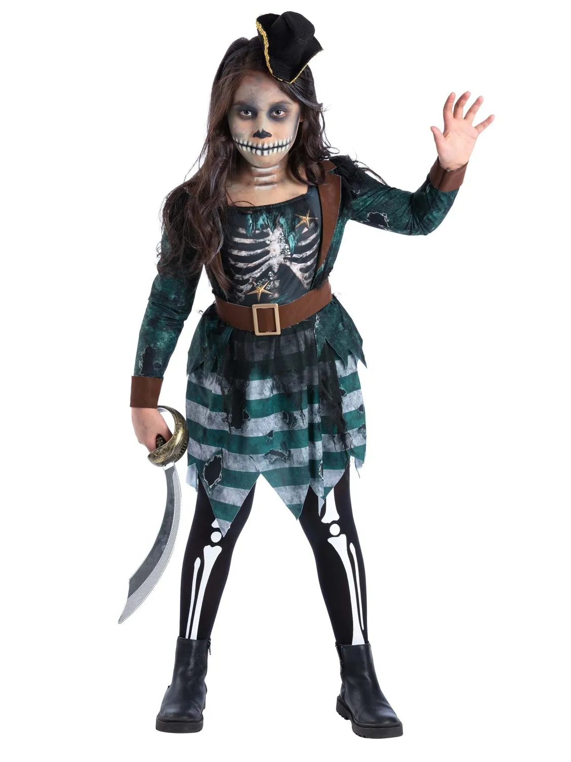 Smiffys Skeleton Pirate Maiden costume bambina 10-12 pirata