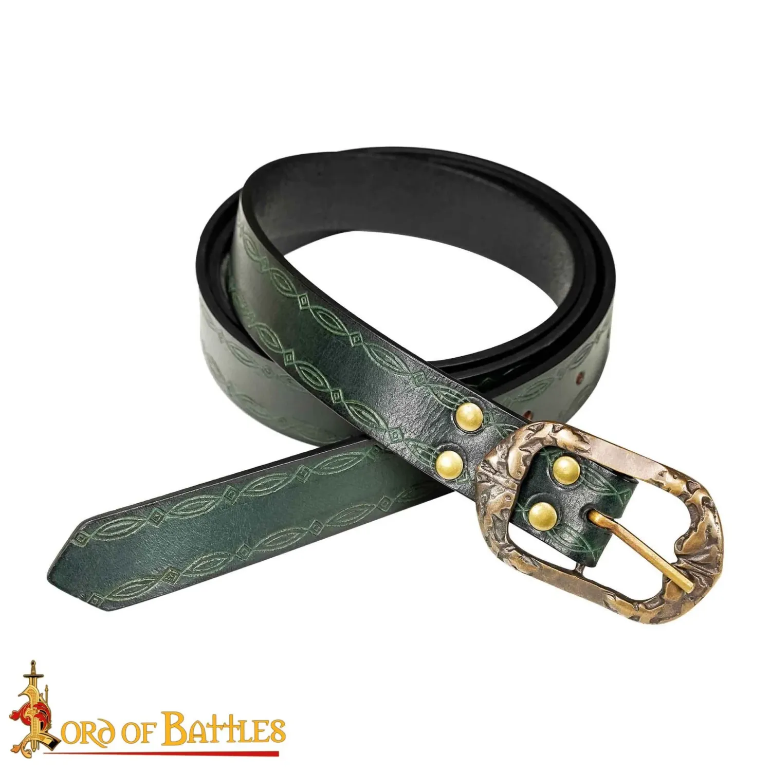 La Bottega di Merlino cintura pelle verde ottone rilievo