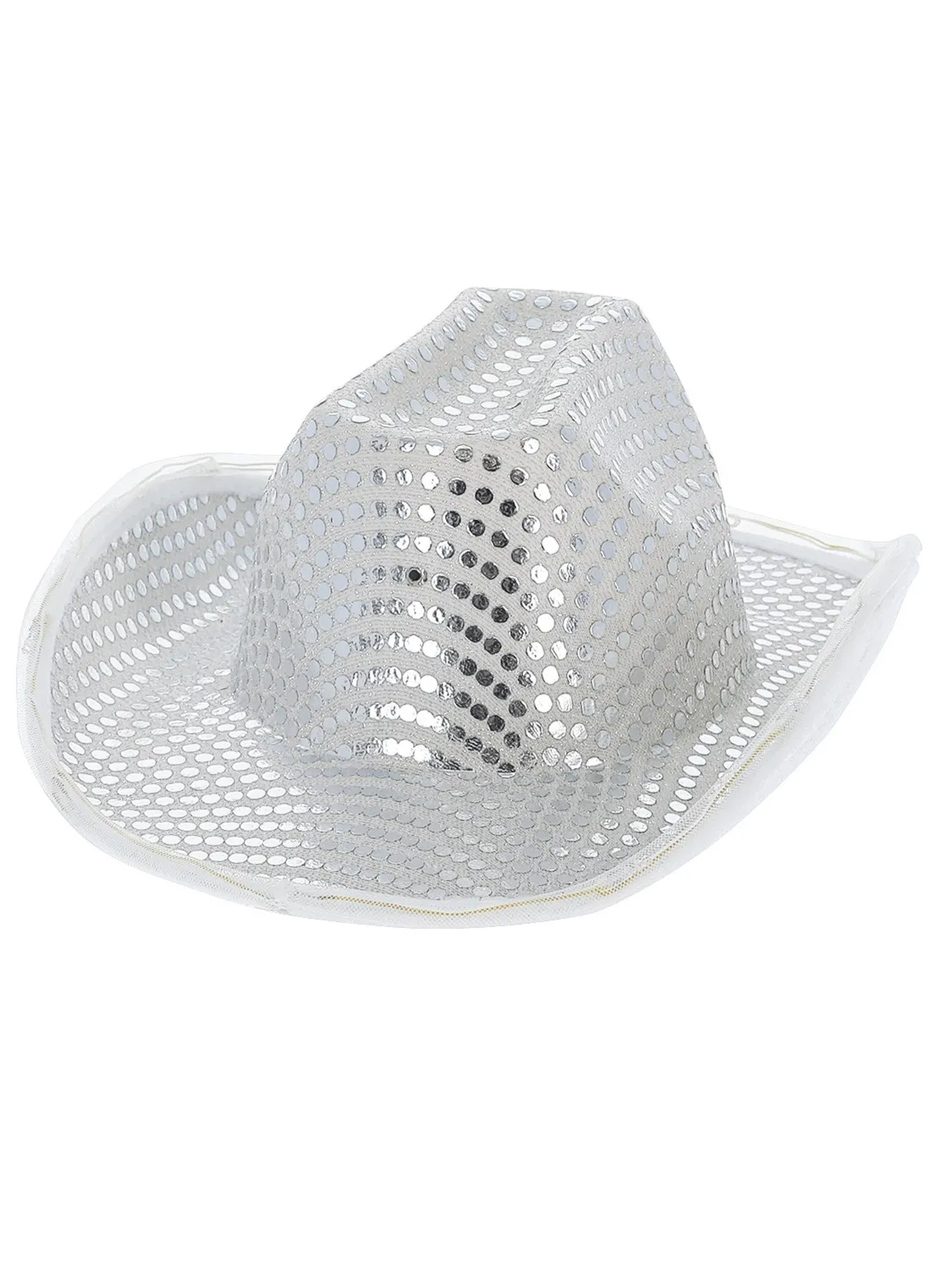 Smiffys cappello cowboy LED paillettes argento unisex