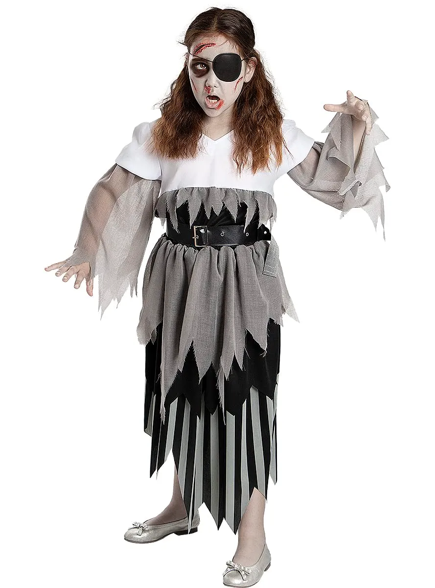 Funidelia pirata zombie costume bambina 3-4 anni nero