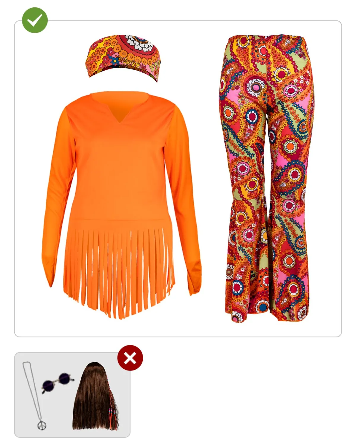 Funidelia Hippie Felice costume donna XXL anni 60