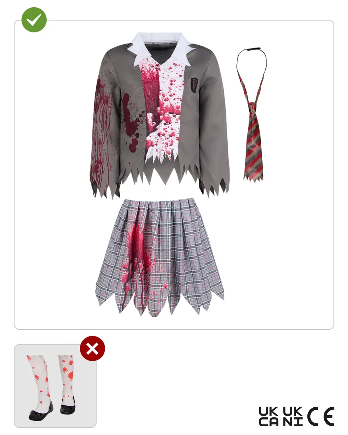 Funidelia Zombie costume studentessa bambina 10-12 anni