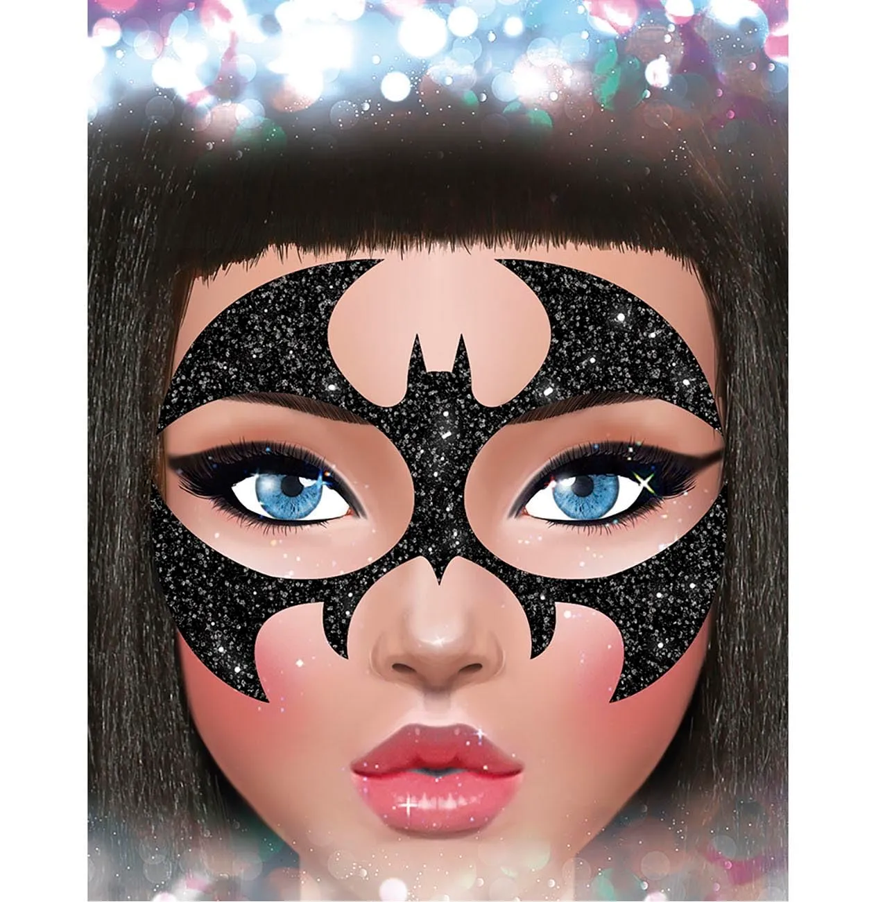Fiestas Guirca Bat Glitter Gemme Viso Pipistrello Nero