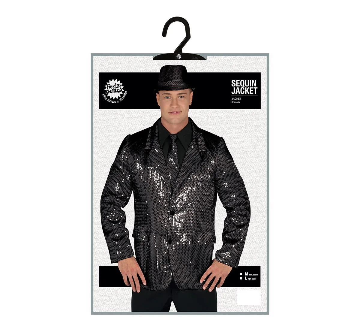 Fiestas Guirca Giacca Nera Lucida Costume Adulto