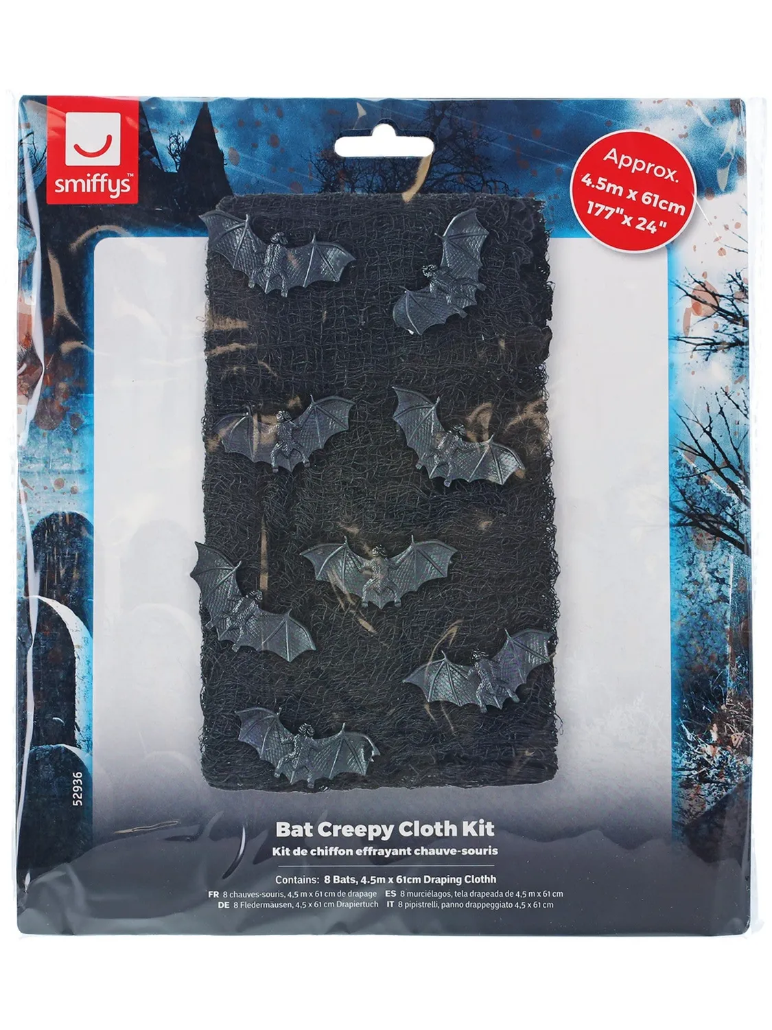 Smiffys Bat Creepy Cloth kit decorazione pipistrelli nero