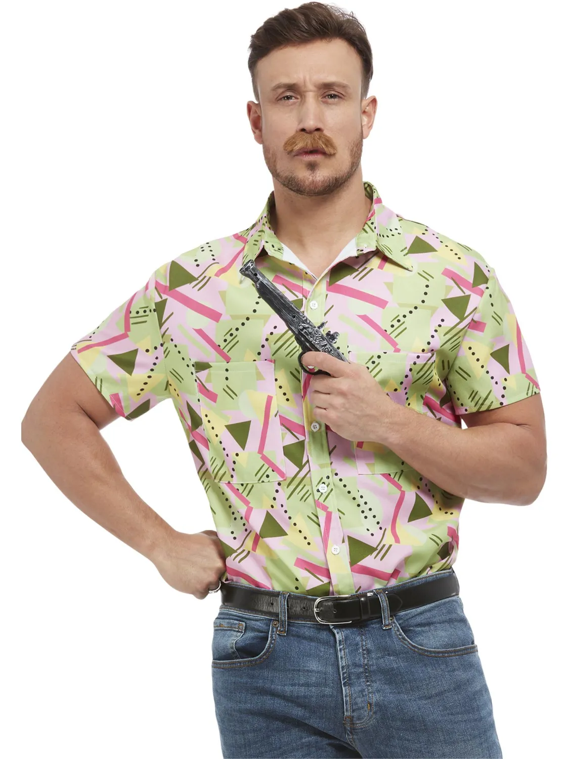 Smiffys 80s Graphic Print Shirt camicia uomo M multicolore