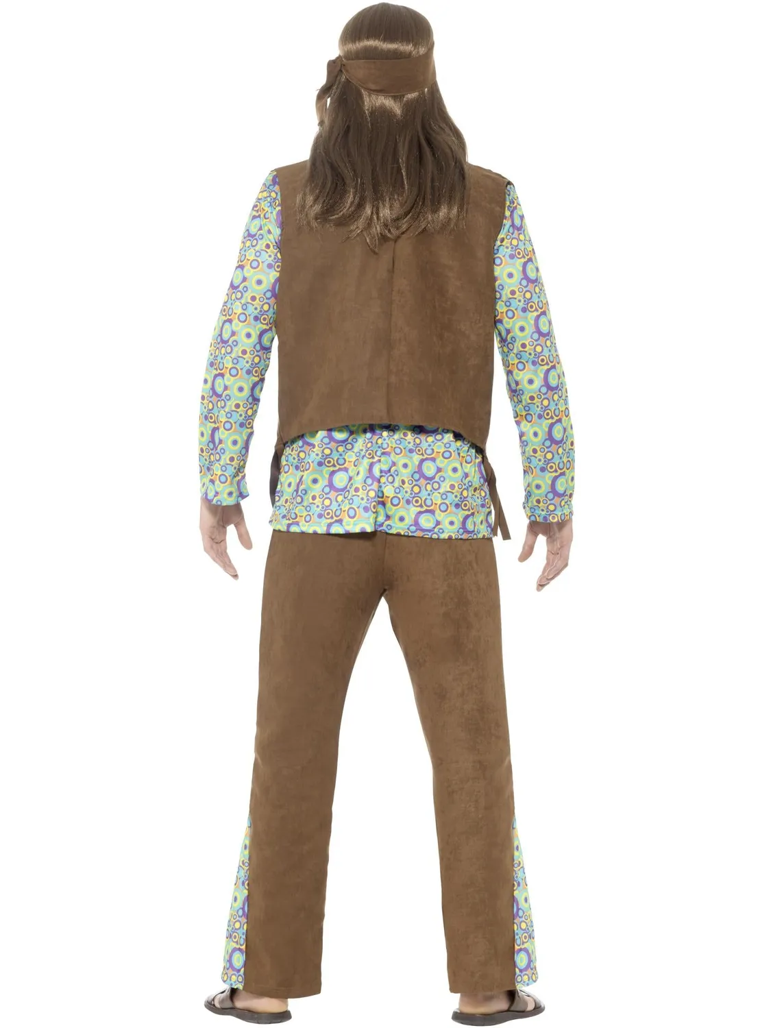 Smiffys 60s Hippie Costume Uomo 5 Pezzi Multicolore