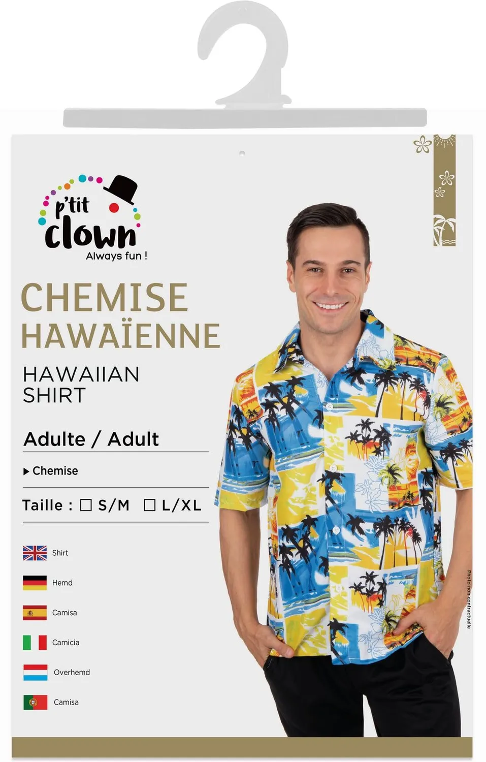 P'tit Clown camicia hawaiana Streetwear S-M in poliestere estiva
