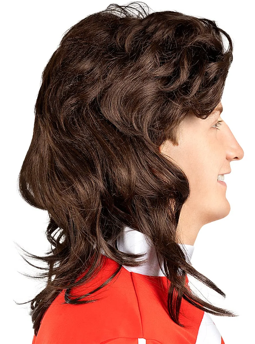 Funidelia Anni 80 Mullet parrucca nera uomo rock