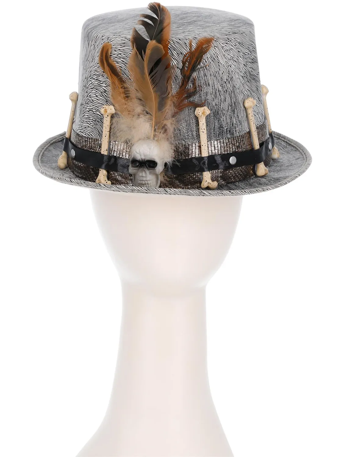 Smiffys Voodoo Distressed Grey cappello grigio con teschio