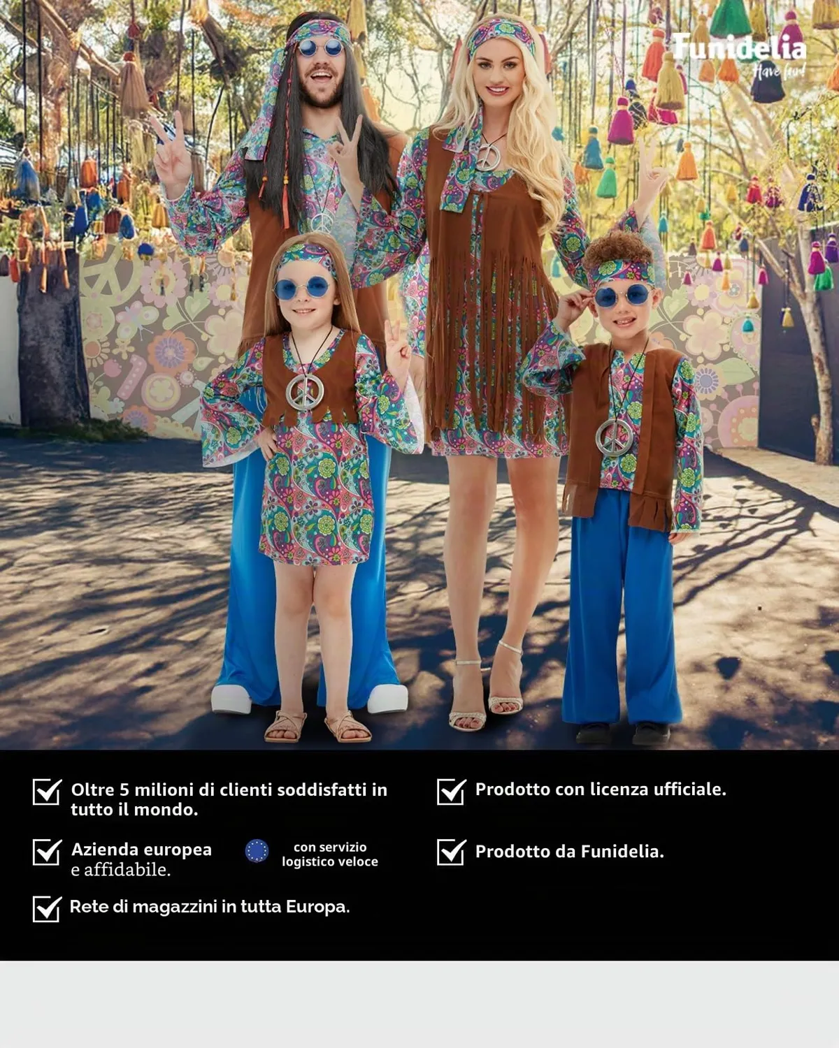 Funidelia Hippie costume neonato 12-24 mesi azzurro anni 60