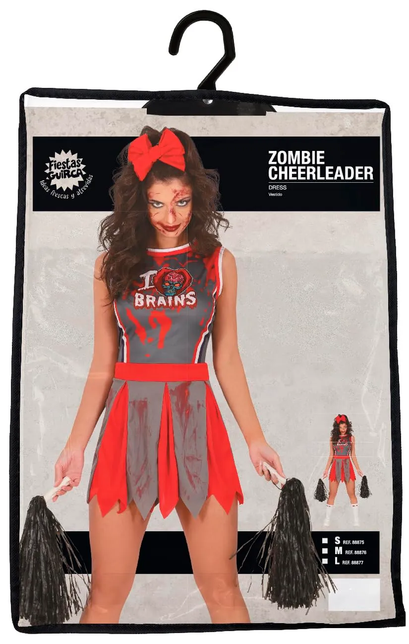 Guirca cheerleader zombie costume donna S rosso grigio