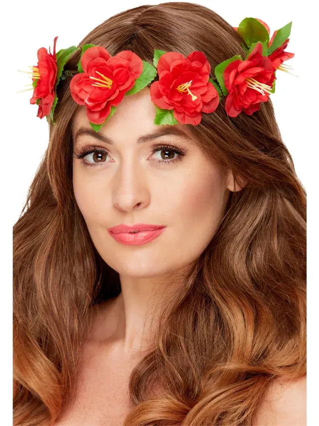 Smiffys Corona Fiori Hawaiana accessorio rosso taglia unica