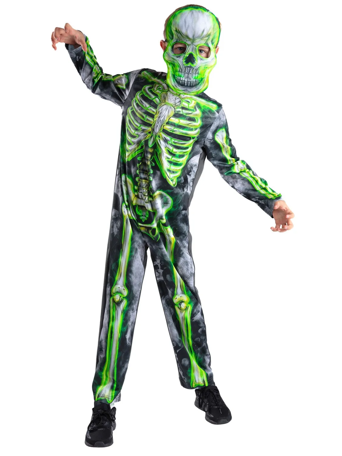 Smiffys Glow Skeleton costume scheletro bimbo 10-12 anni