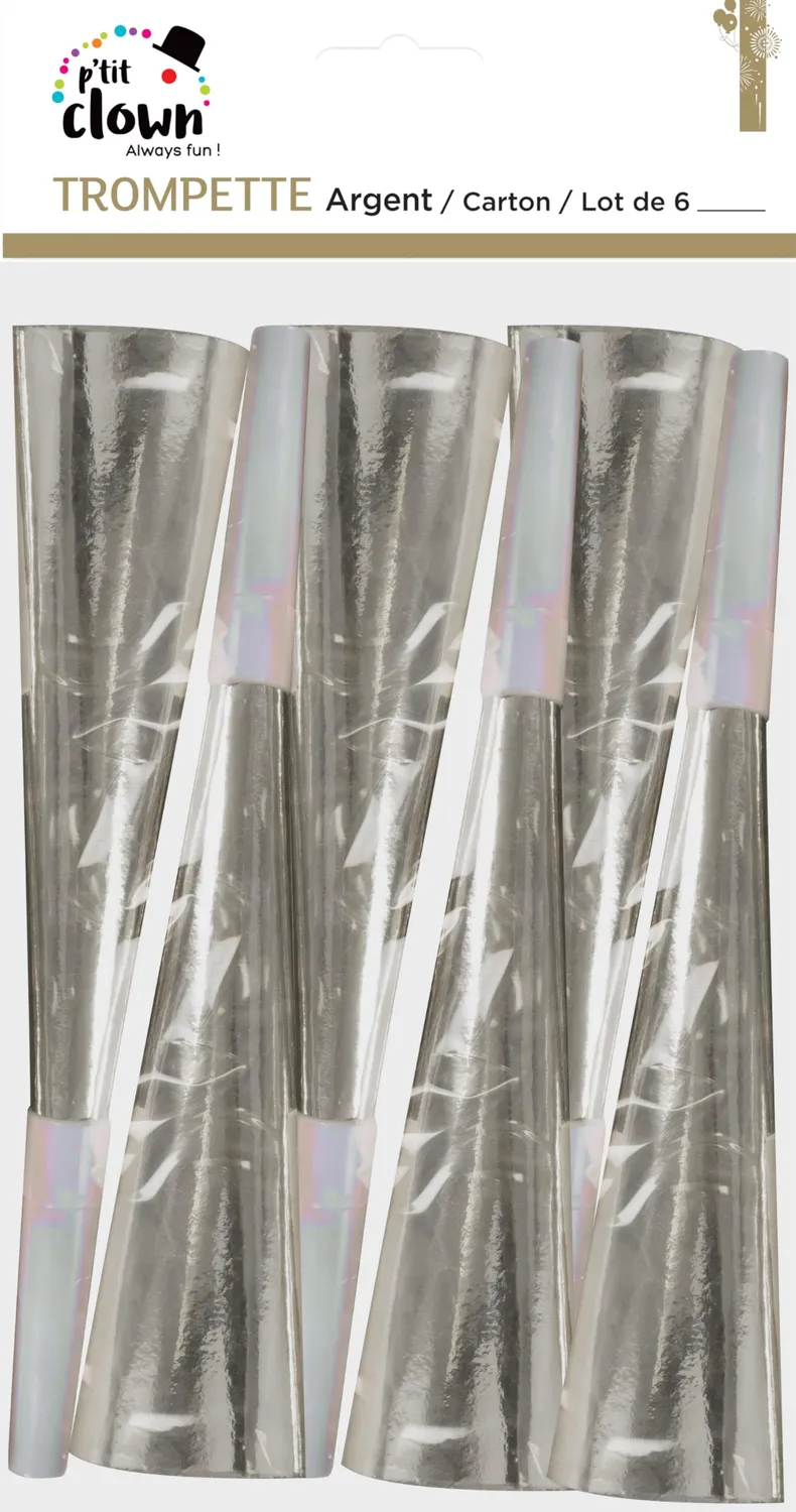 P'tit Clown trombe cartone 19 cm festa 6 pezzi multicolore