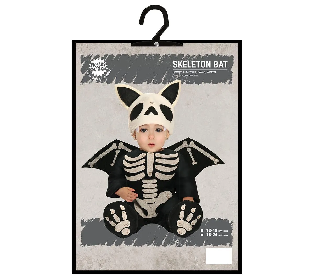 Guirca Scheletro Pipistrello costume bambino 12-18 mesi nero