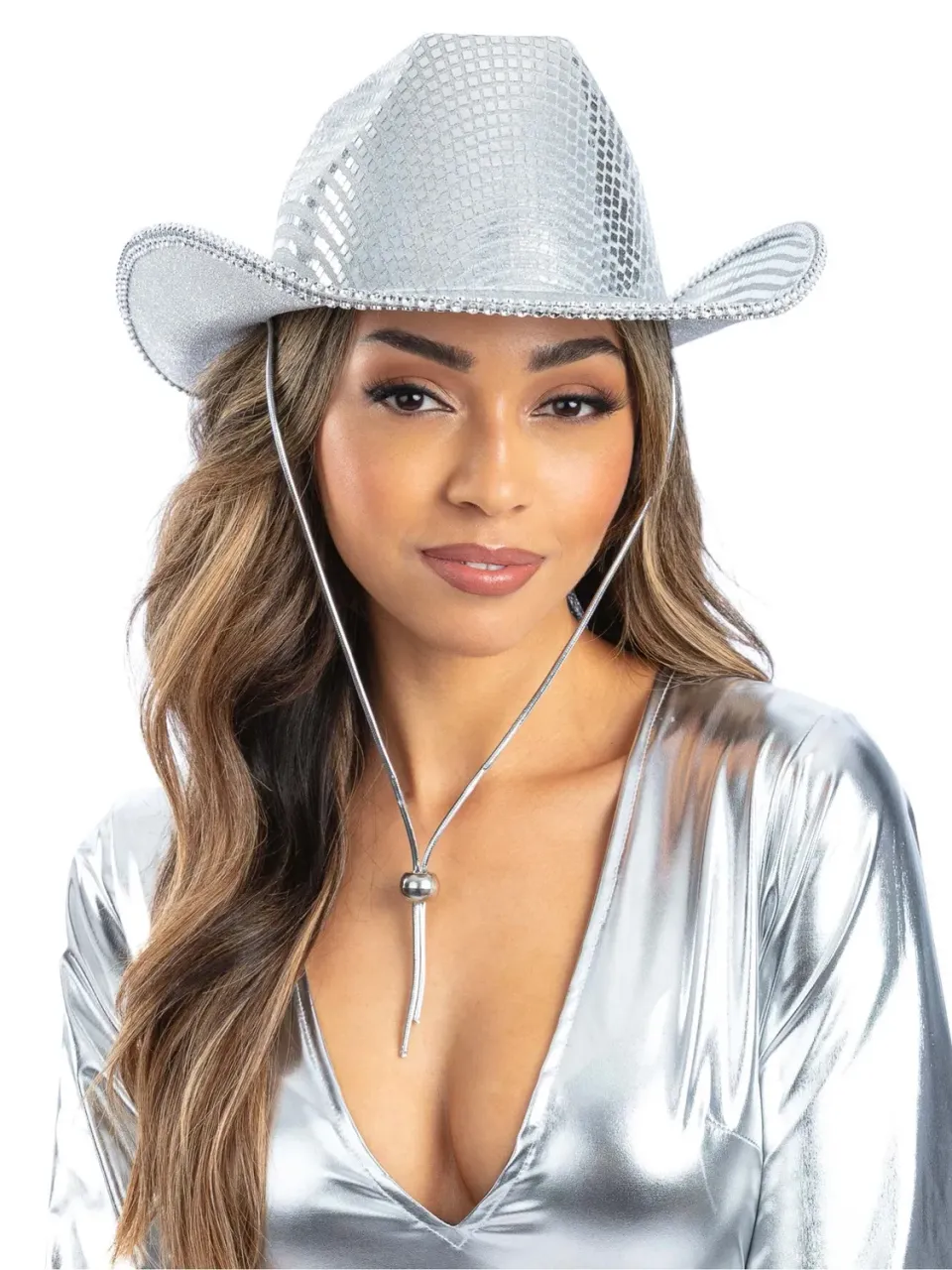 Smiffys Cappello Cowboy Disco Ball Argento Strass Unisex