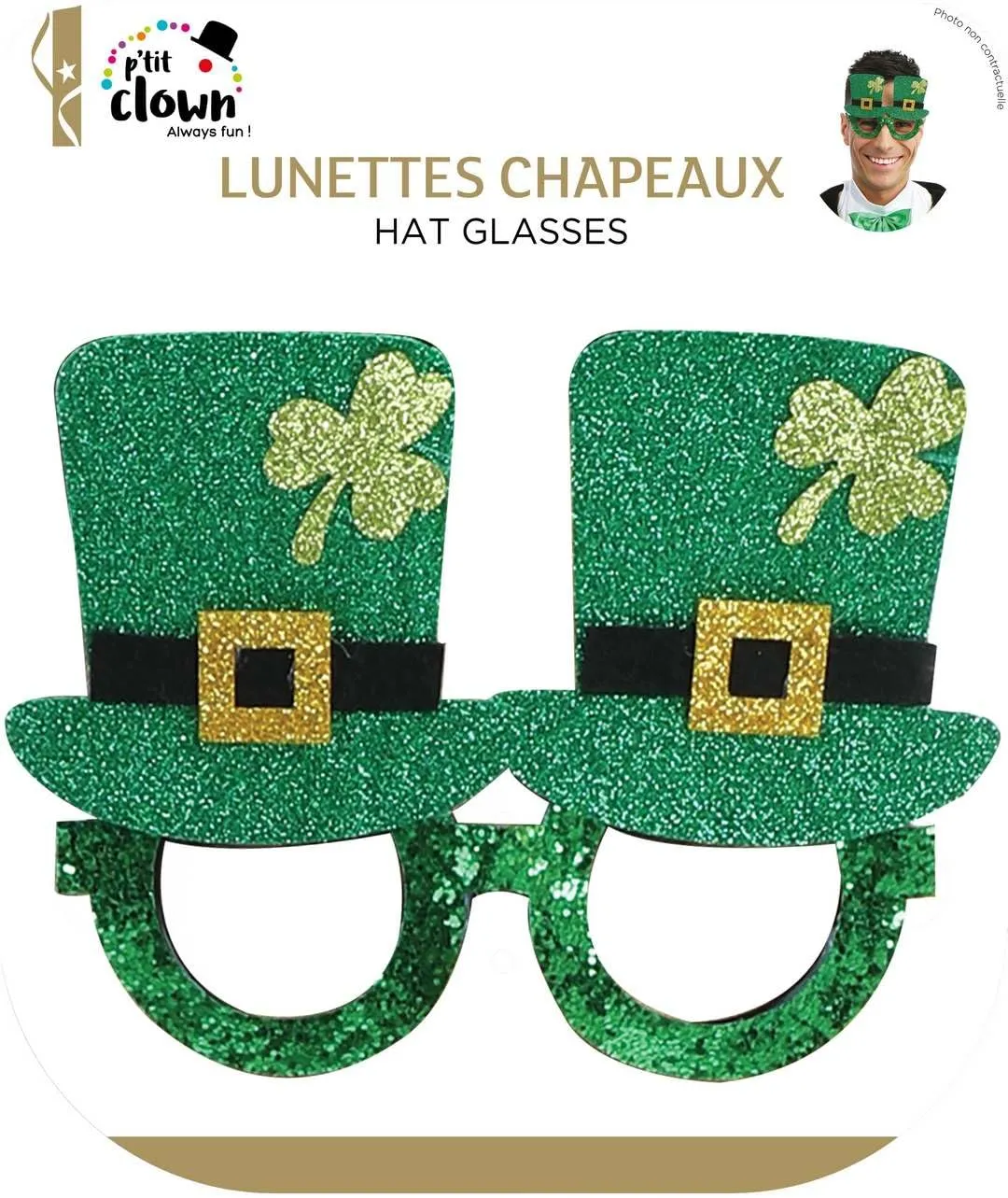 P'tit Clown 23242 occhiali cappelli San Patrizio 2 pezzi