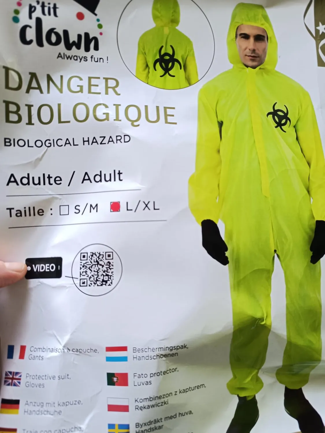 P'tit Clown costume pericolo biologico adulto giallo L-XL