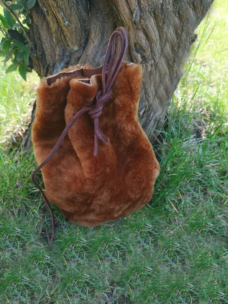 La Bottega di Merlino Borsetta Pelliccia Vera Pelle Agnello 18 cm