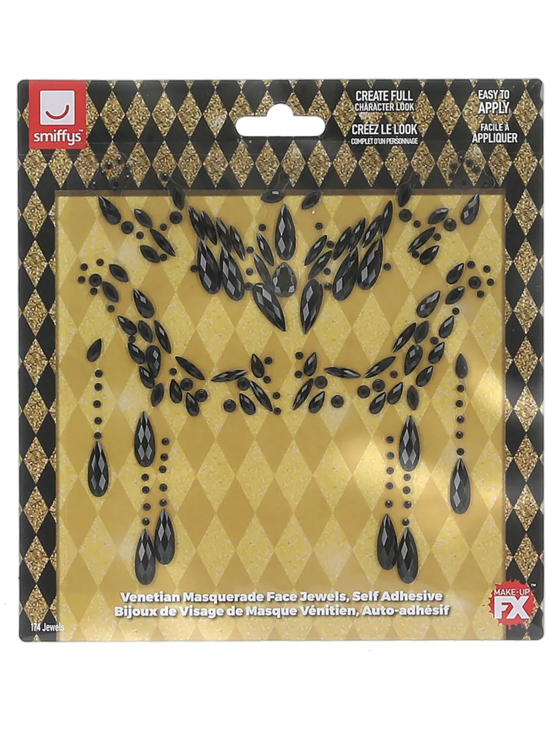 Smiffys Make-Up FX strass viso neri 174 pz
