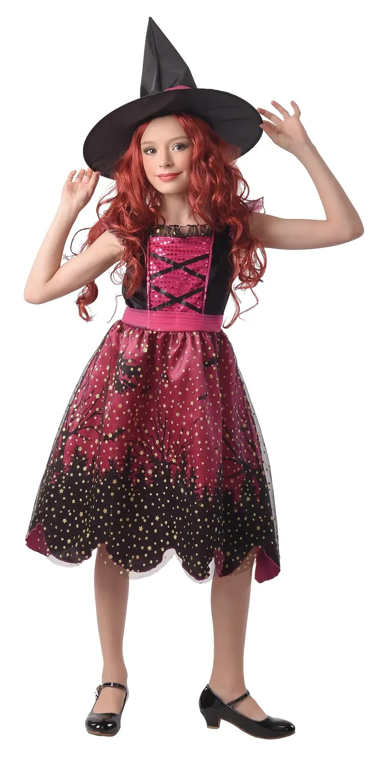 P'tit Clown Strega Rosa Costume Bambina 5/6 Anni Halloween