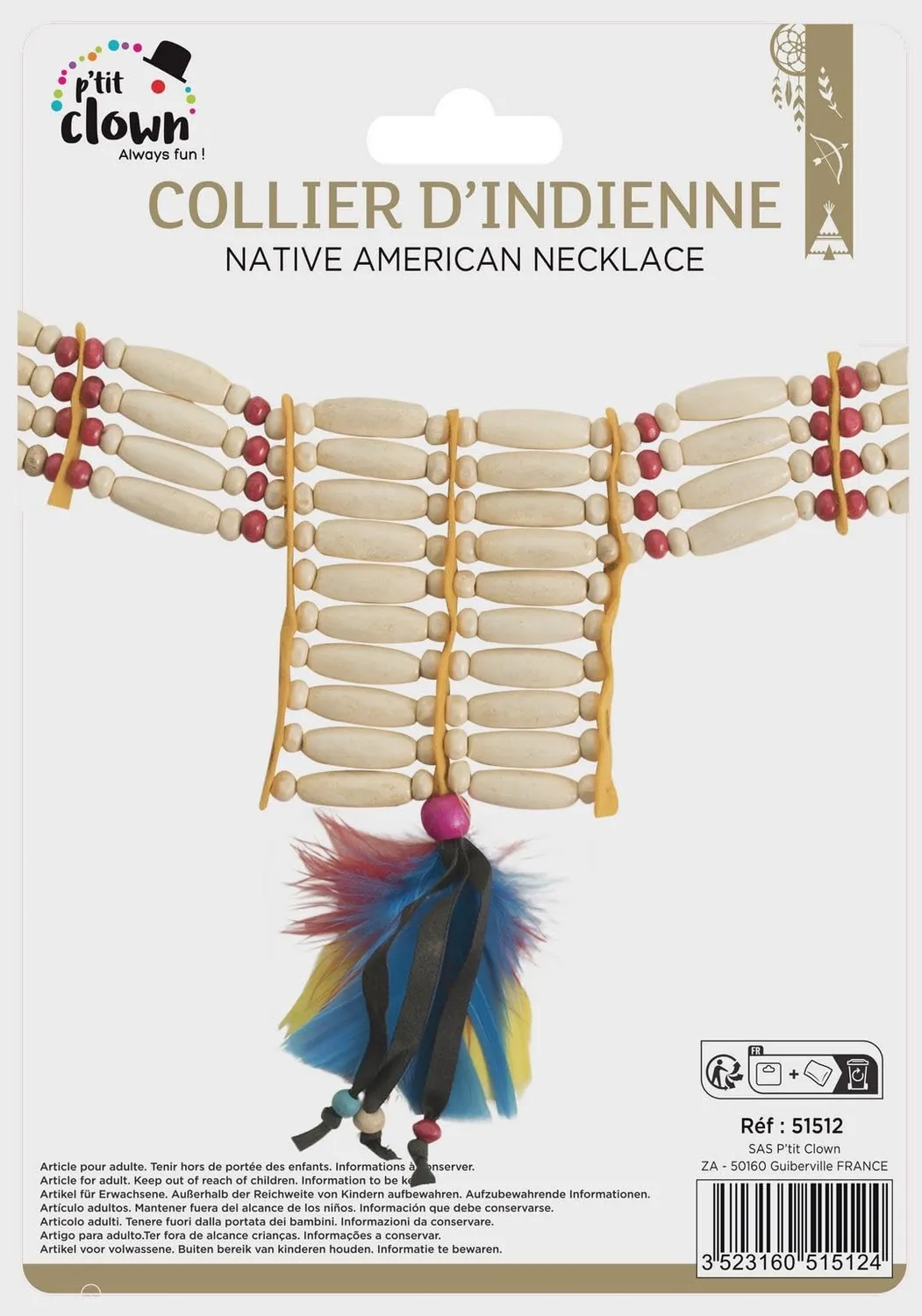 P'tit Clown 51512 collana Indiana costume