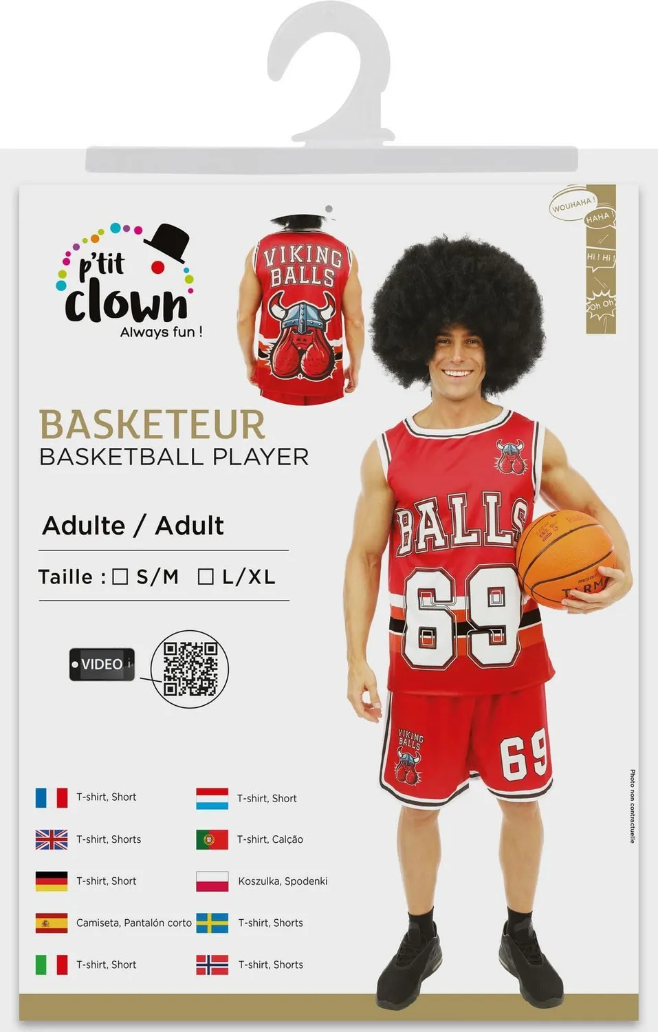 P'tit Clown Costume Cestista Adulto Rosso L-XL