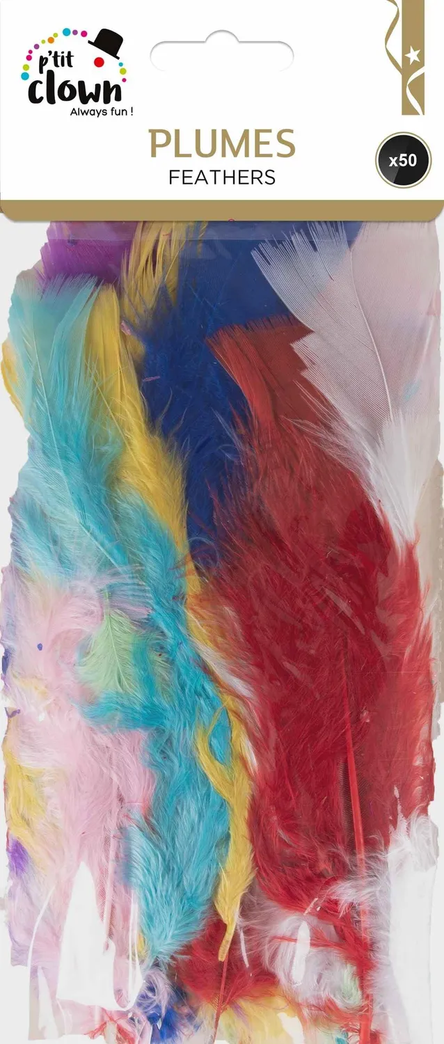 P'tit Clown 14515 piume costume 50 pezzi multicolore 8-12 cm