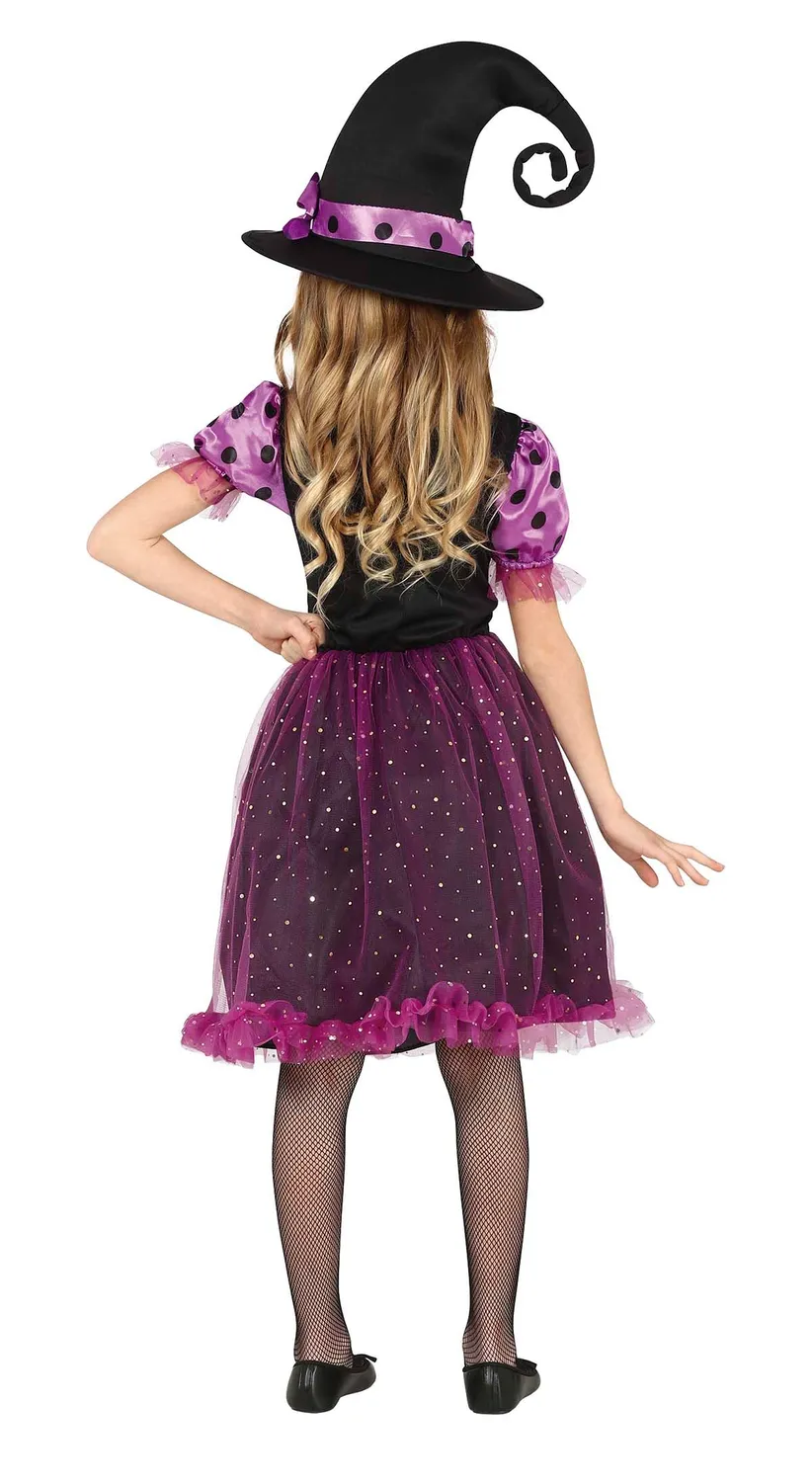 Fiestas Guirca Strega Cora costume bambina viola nero