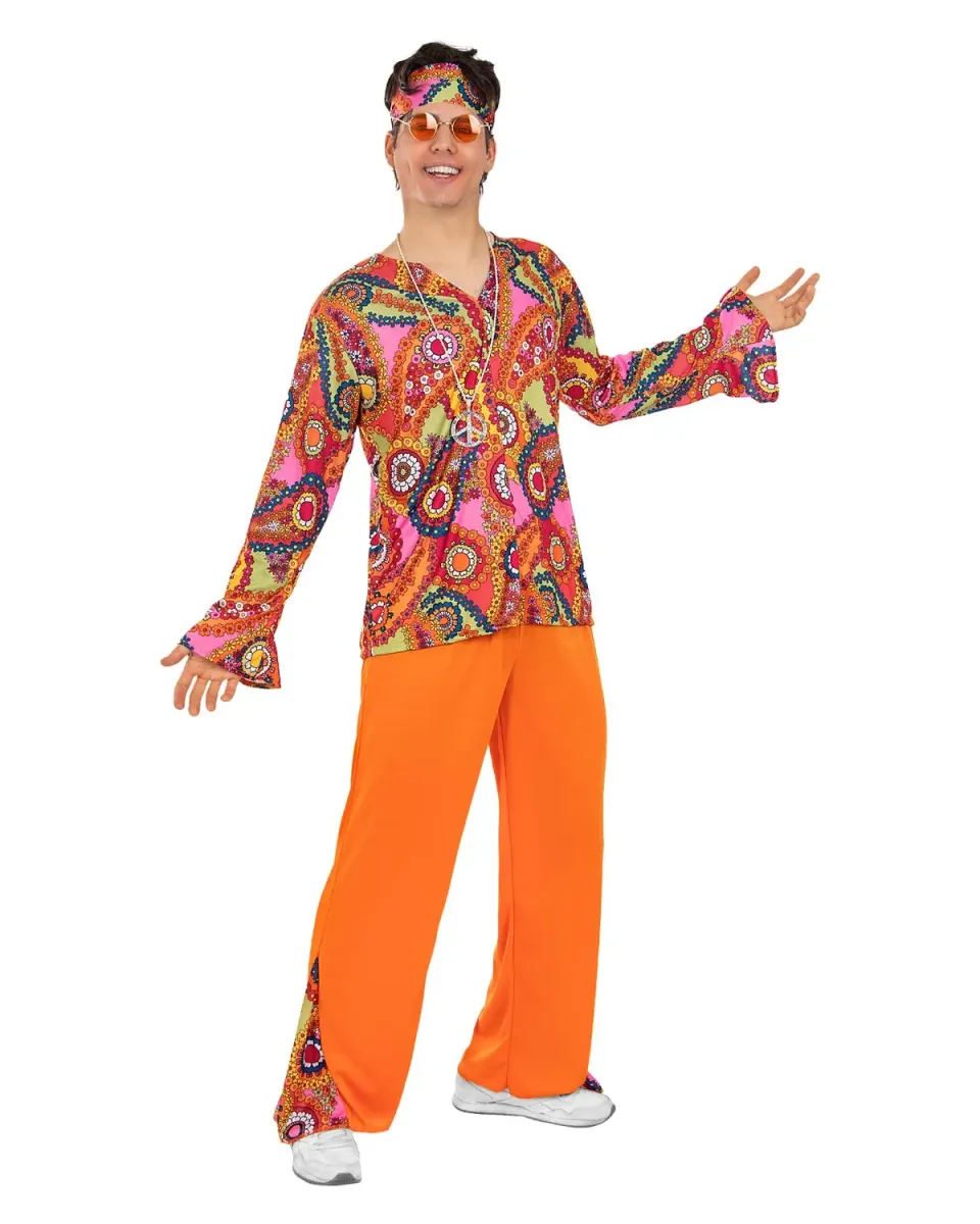 Funidelia Costume Hippie Felice Uomo XL Arancione