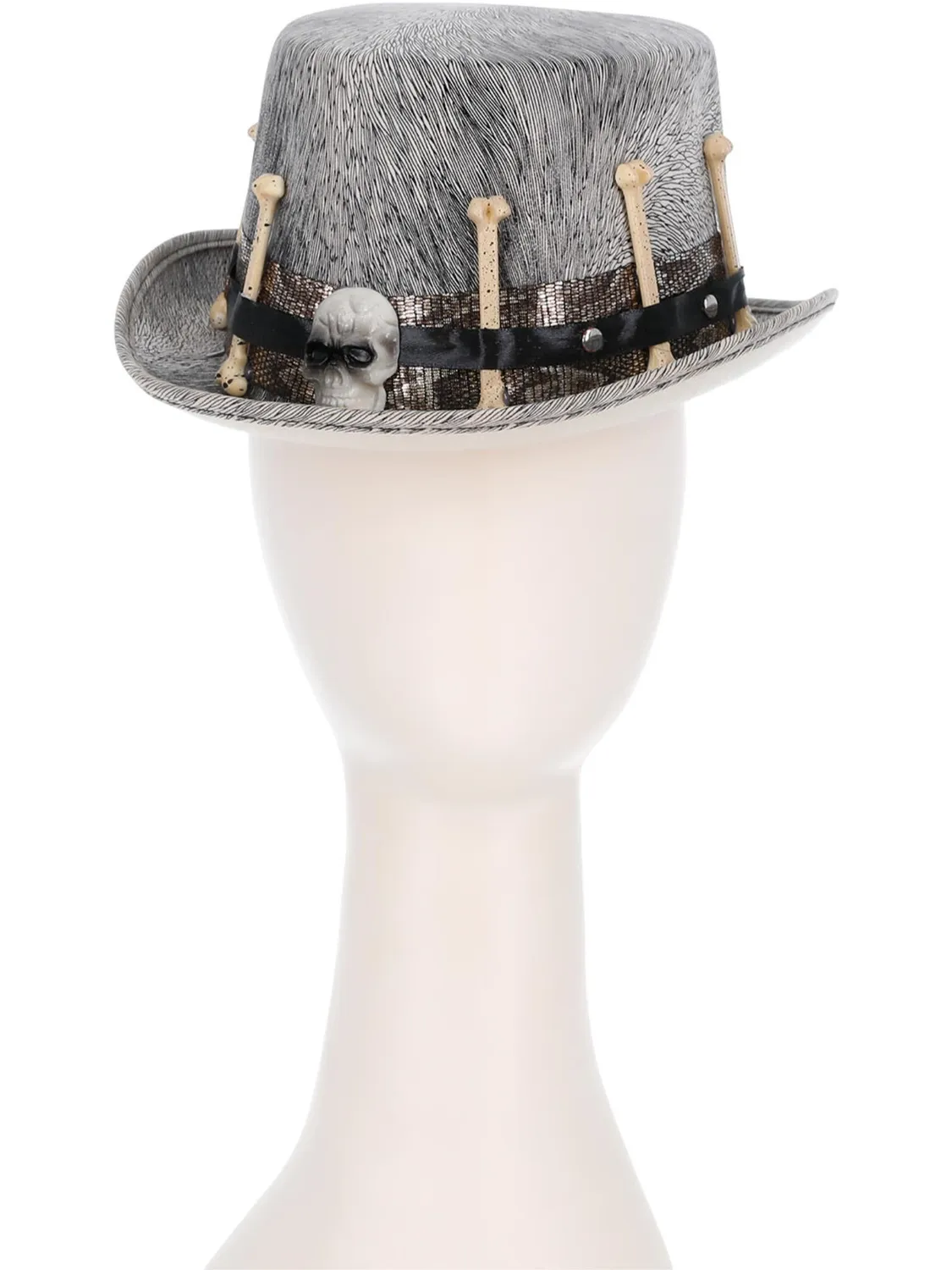 Smiffys Voodoo Cilindro Bambini Grigio con Teschio