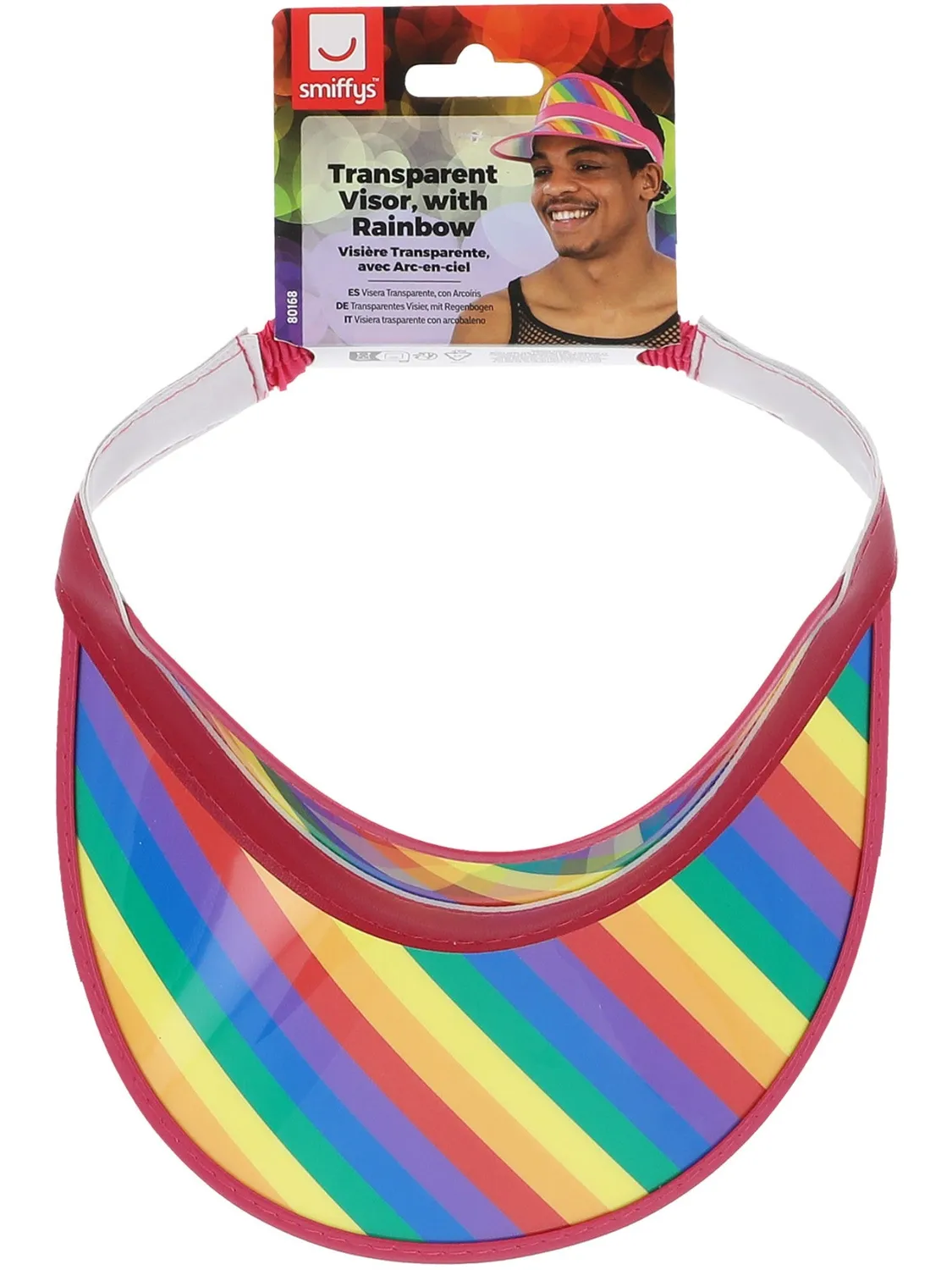 Smiffys Rainbow visiera trasparente arcobaleno adulto