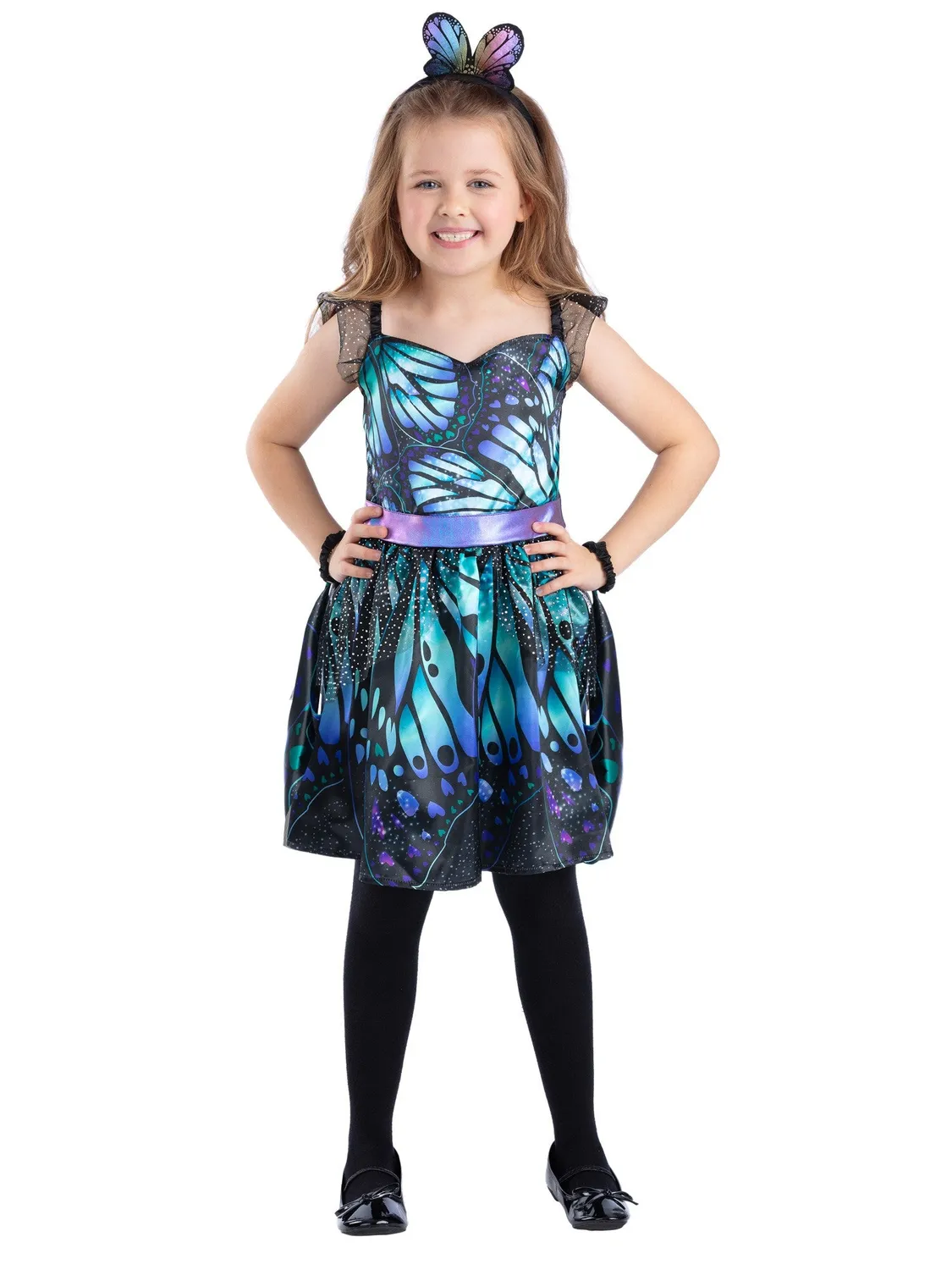 Smiffys Dark Butterfly costume bambina M 7-9 ali nere