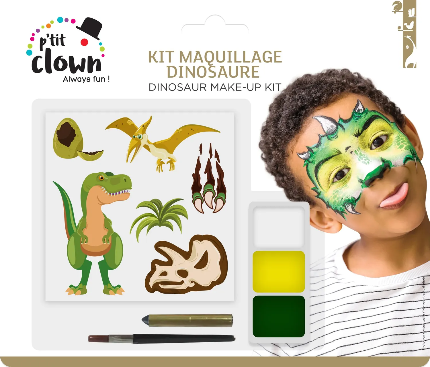 P'tit Clown Dinosauro kit trucco bambino verde tatuaggi