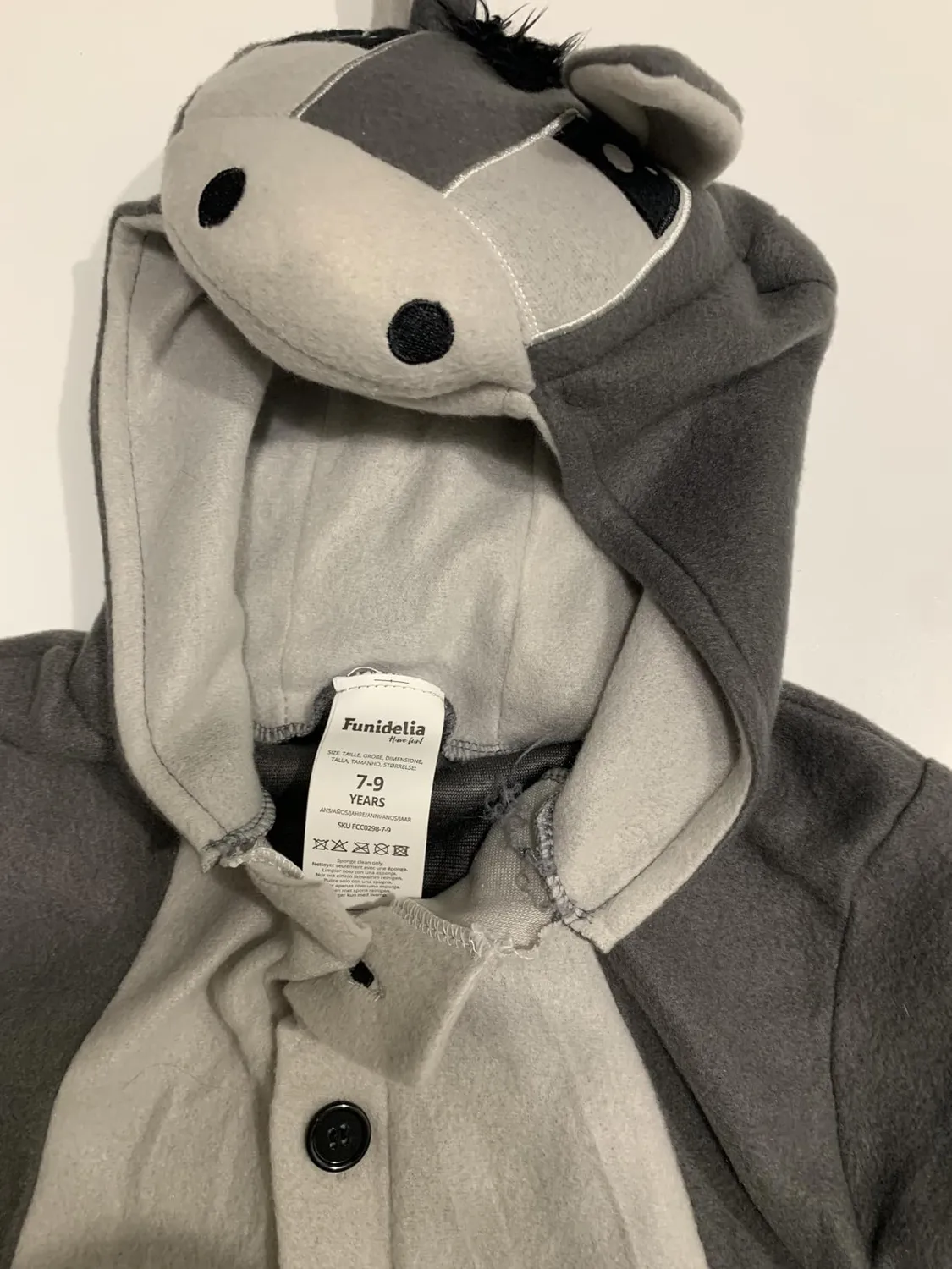 Funidelia asino costume onesie bambino 10-12 anni grigio