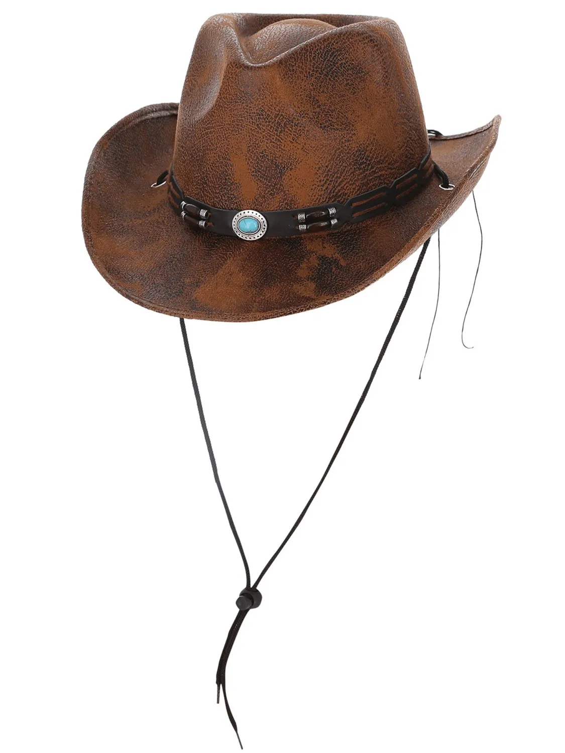 Smiffys Western Cappello Cowboy Marrone Effetto Pelle